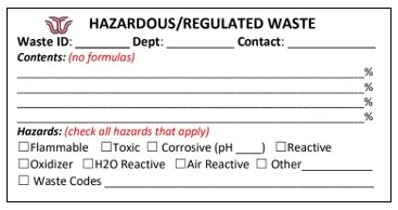 Hazardous/Regulated Waste label
