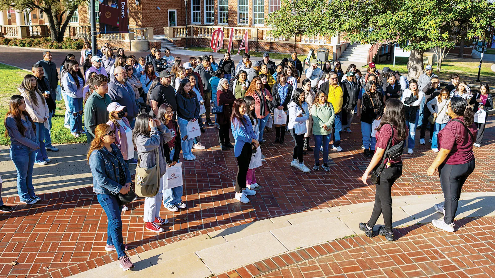 A Group of Prospective TWU Students Touring the Campus