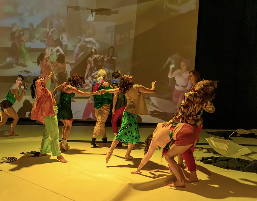 Dancers on stage during a performance. 
