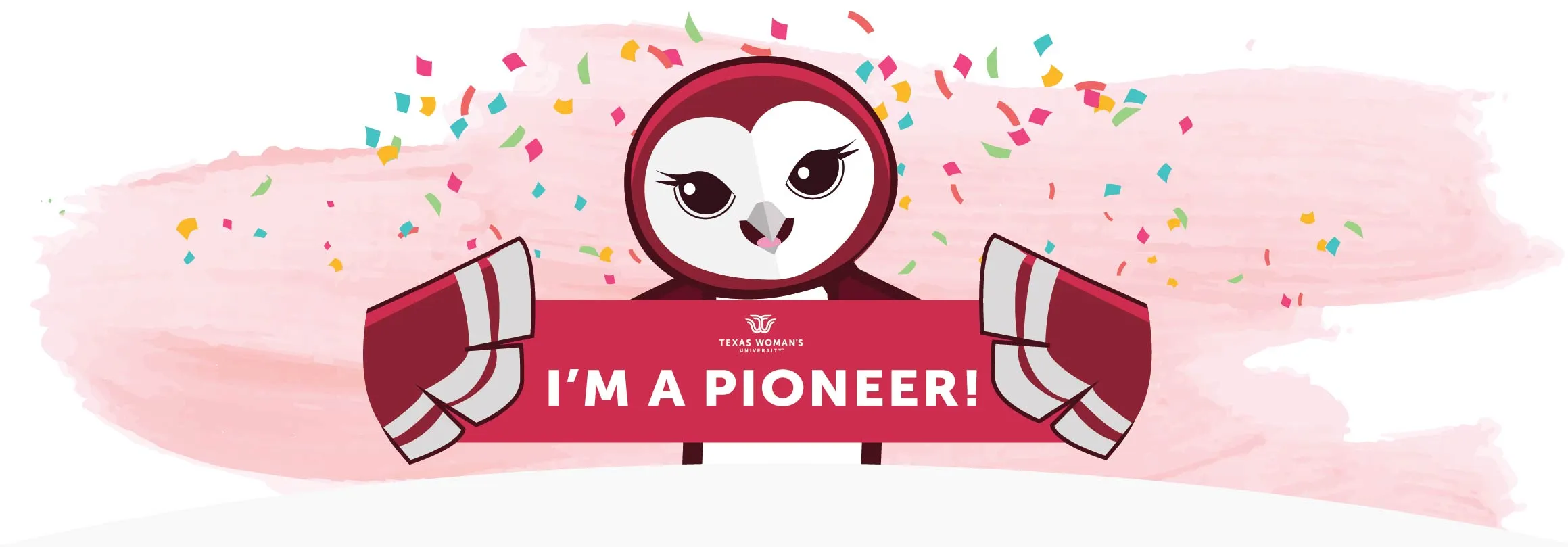 An illustrated image of Oakley holding a banner that says 