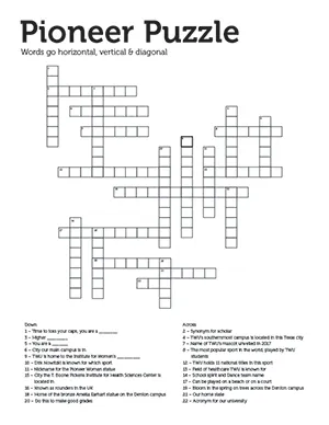 A TWU themed crossword puzzle.