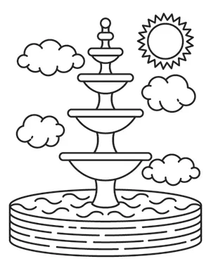 A coloring sheet of the TWU fountain.
