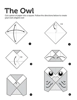 Instructions on how to make an origami barn owl.