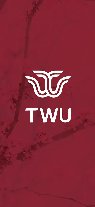 Maroon phone wallpaper with TWU's logo.