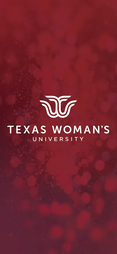 Maroon phone wallpaper with Texas Woman's University logo.