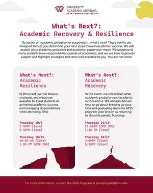 Academic Recovery and Resilience workshops flyer available on page as PDF