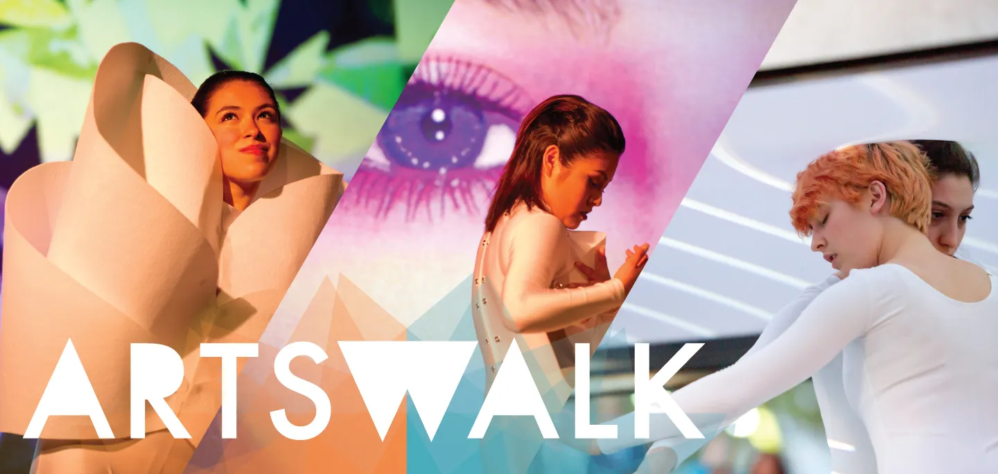 The ArtsWalk banner featuring a collage of various dancers