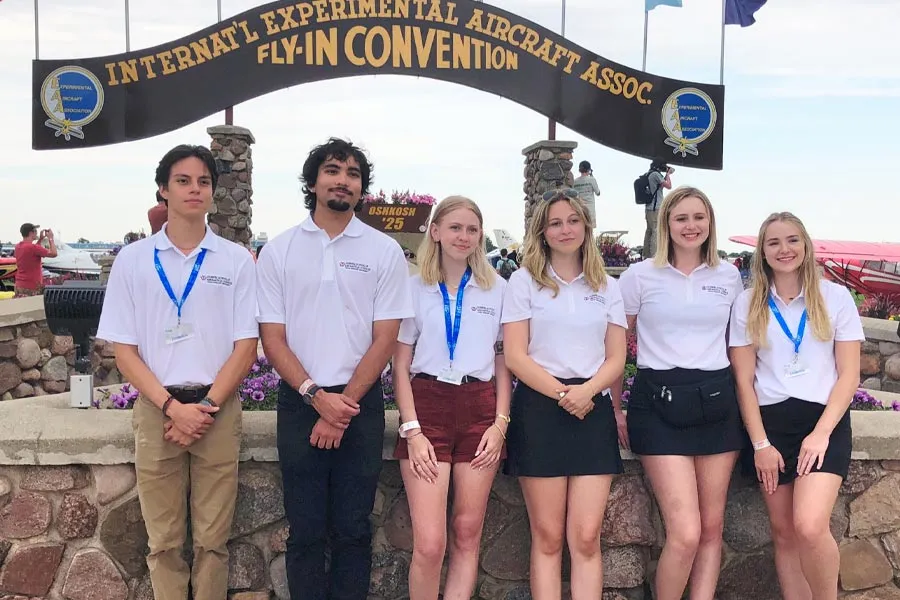 Six students at the EAA AirVenture air show 