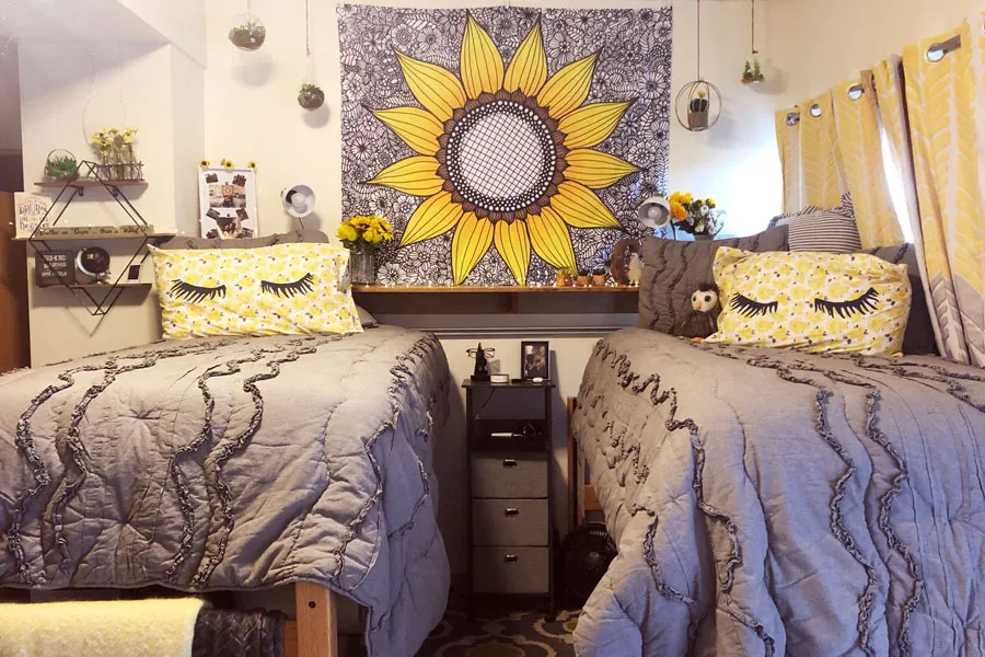 Fun room with bold sunflower aesthetics.