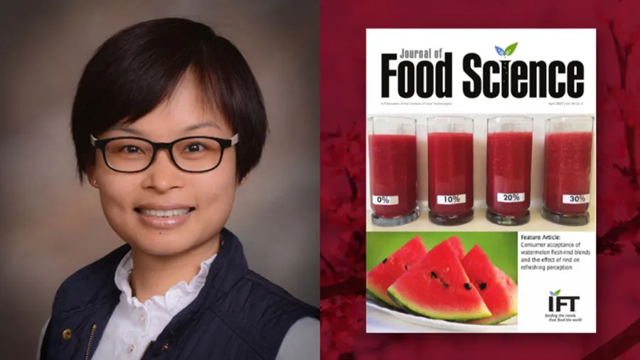 TWU professor Xiaofen Du, PhD and the cover of the April 2021 issue of the Journal of Food Science