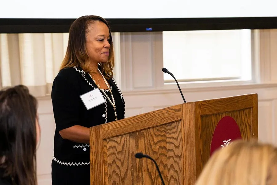 Inaugural TWU Houston campus president Monica Williams speaks during her appointment ceremony