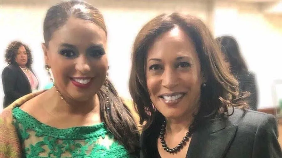 TWU student Chelle Luper Wilson with U.S. Vice President Kamala Harris