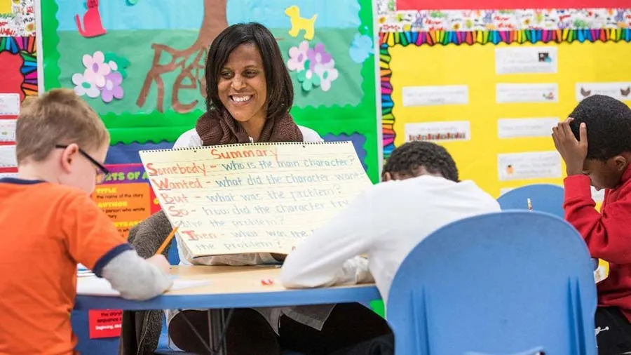 TWU student teacher in a classroom setting