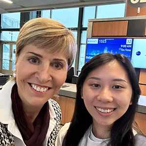 Chancellor Feyten and alumna Ashley Tang