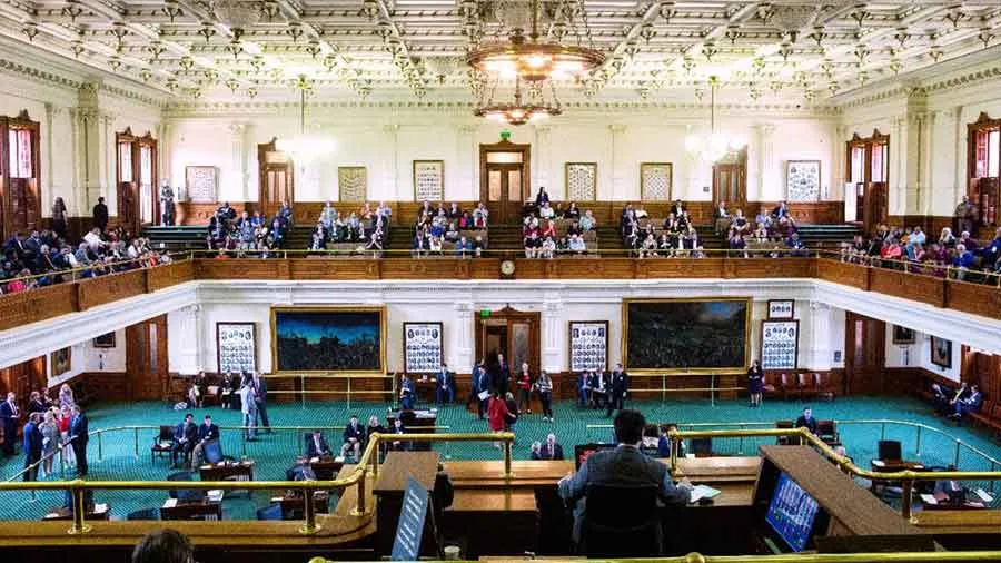 A overview of the Texas Legislative chamber in Austin
