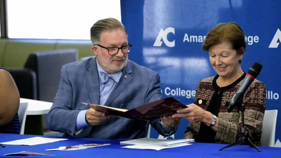 Russell Lowery-Hart, PhD, President for Amarillo College, and Barbara Lerner, PhD, TWU's Vice Provost for Undergraduate Studies and Academic Partnerships