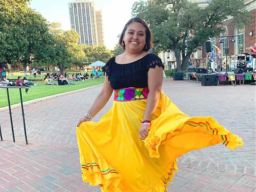 Texas Woman’s student Gabriela Puente celebrates Pachanga on the Denton campus