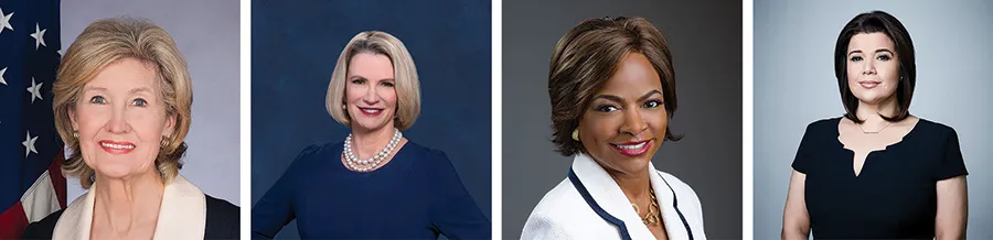 From left to right, Kay Bailey Hutchison, Dawn Buckingham, Val Demings, and Ana Navarro