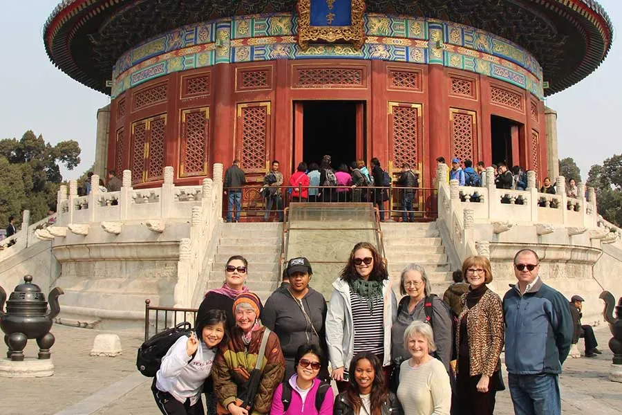 TWU students and faculty enjoying the Beijing Temple of Heaven, China.