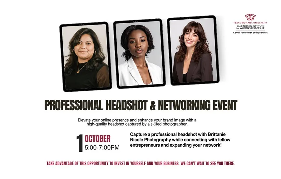 Professional Headshot & Networking Event. Elevate your online presence and enhance your brand image with a high-quality headshot captured by a skilled photographer. October 1, 2026, 5 PM - 7 PM. Take advantage of this opportunity to invest in yourself and your business. We can't wait to see you there!