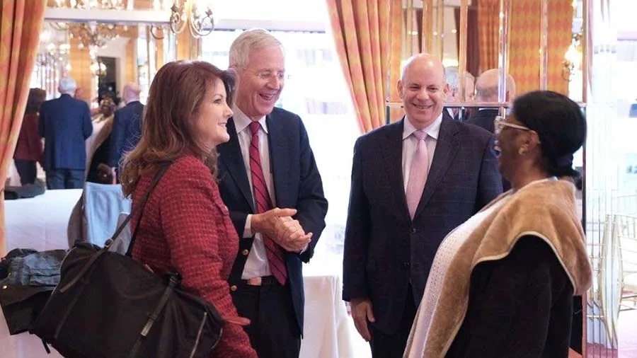 From left, Board Chair of iCivics Wendy May, biographer Evan Thomas, Jay O'Connor and TWU's Maj. Gen. Mary Saunders, Ret. ('70 BS), who leads the Jane Nelson Institute for Women's Leadership.