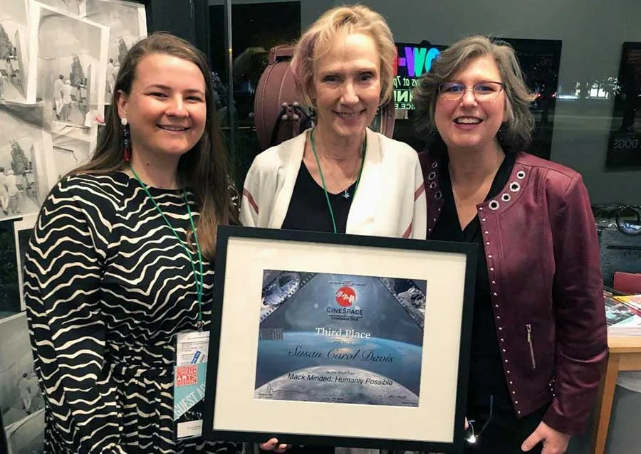 Above from left, Mack Minded’s cinematographer Claire DeJarnett, director Susan Davis and associate producer Deanna Titzler represented the documentary’s production team at the CineSpace awards ceremony on Nov. 16 in Houston.