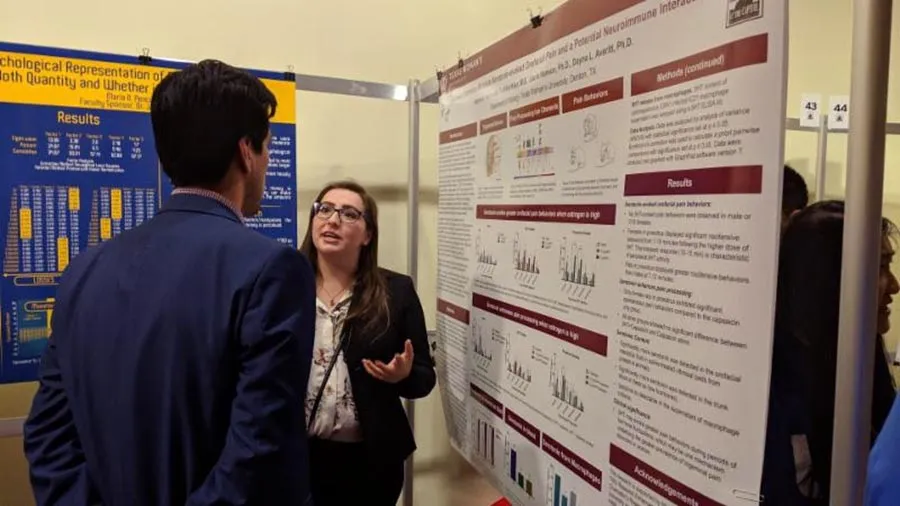 TWU biology senior Hanna McDonald discusses her finding at the Undergraduate Research Day at the Texas Capital in Austin