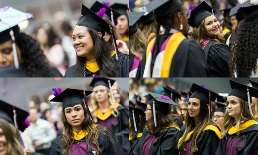 a montage of TWU graduates at the Spring 2019 commencement ceremonies