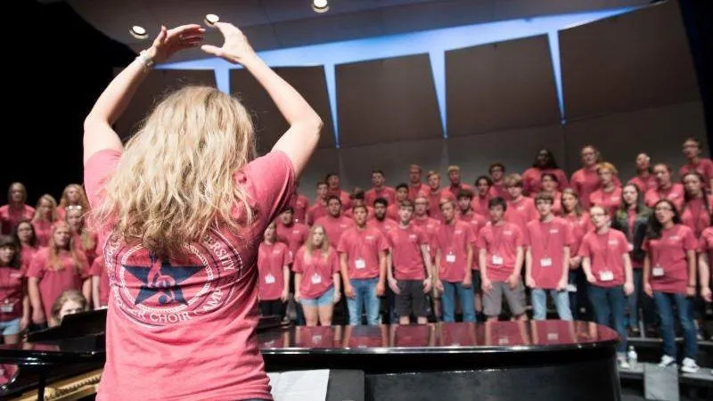 Photo of TWU Pioneer All-State Choir Camp attendees performing