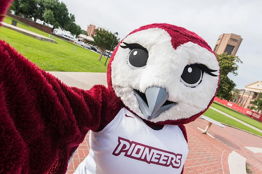 TWU mascot Oakley on the Denton campus
