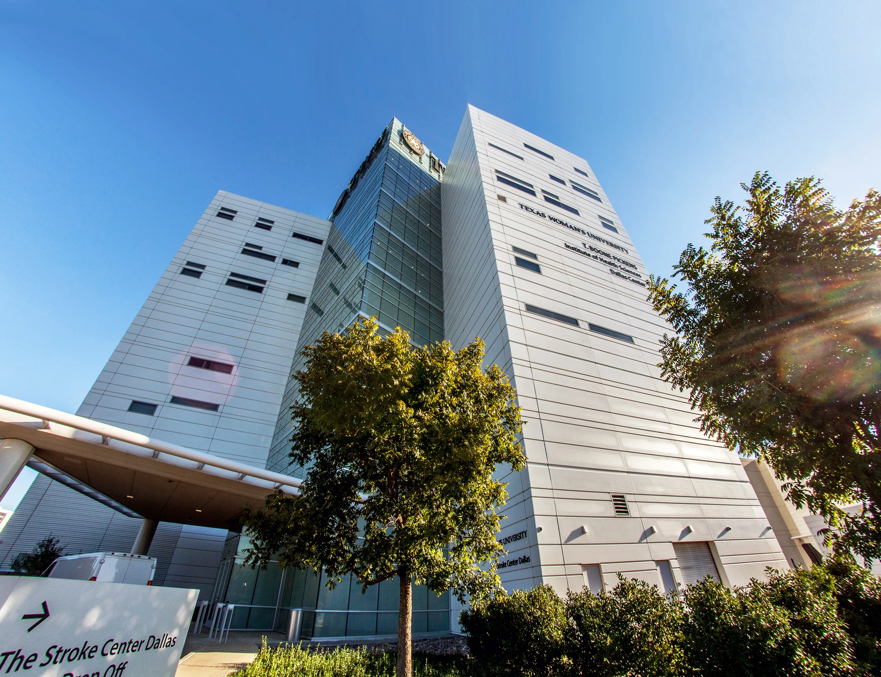 Office building with trees