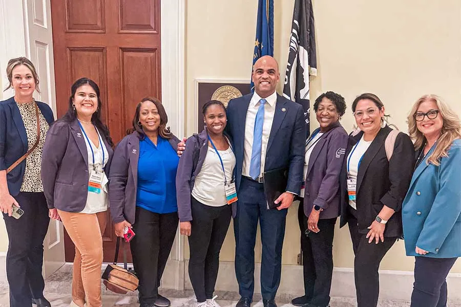 Blanca Jurado and the TWU Holmes Scholars with U.S. Rep Colin Allred