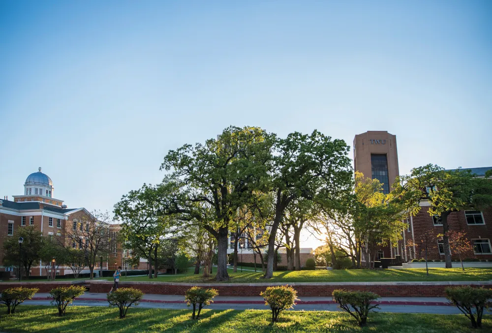 ACT and green trees at TWU.