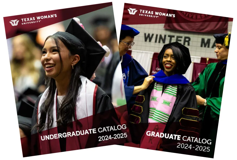 TWU 2024-25 catalog cover photos on a white background.