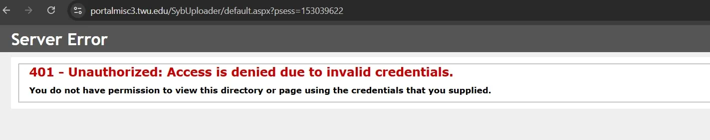 401 - Unauthorized Access Error