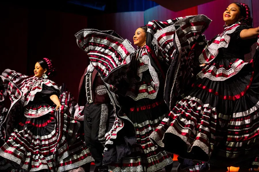 International Dance Company dancers with Jalisco skirts 