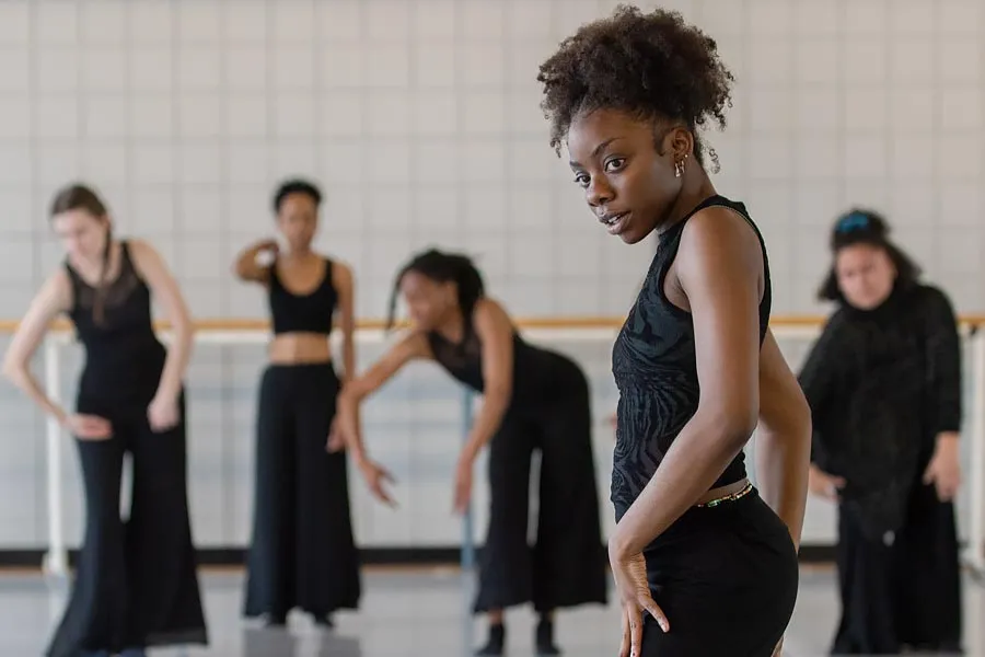 A group of dancers rehearse Smoove for DanceMakers Spring 2023 