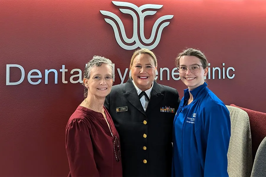 Cynthia Chennault (middle) stands with Dental Hygiene Program Director Charlene Dickinson (left) and dental hygiene student Sabrina