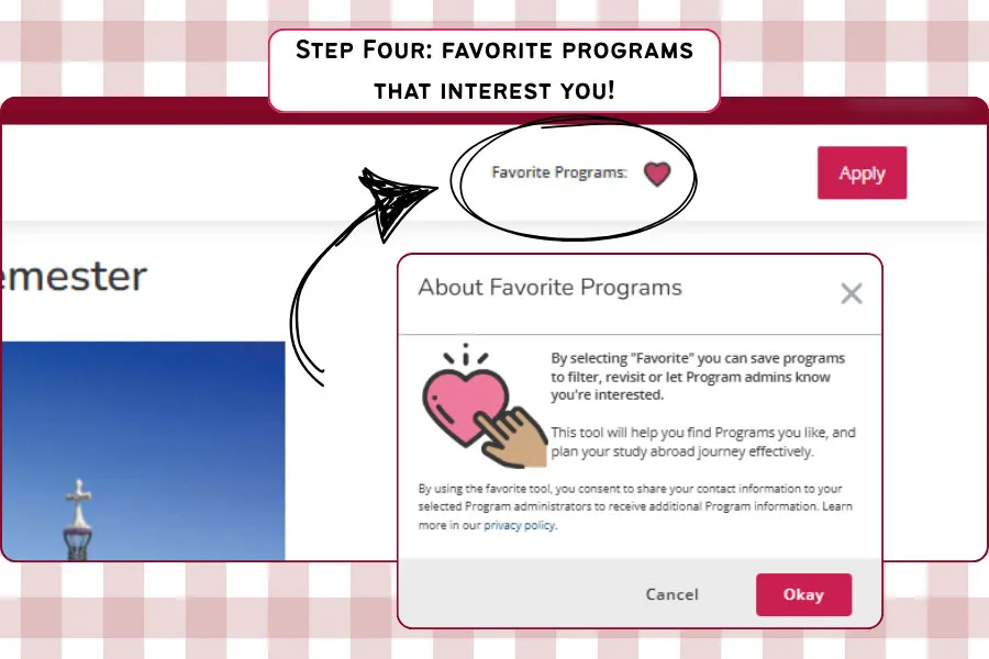 Step Four: Click the heart icon to favorite programs that interest you.