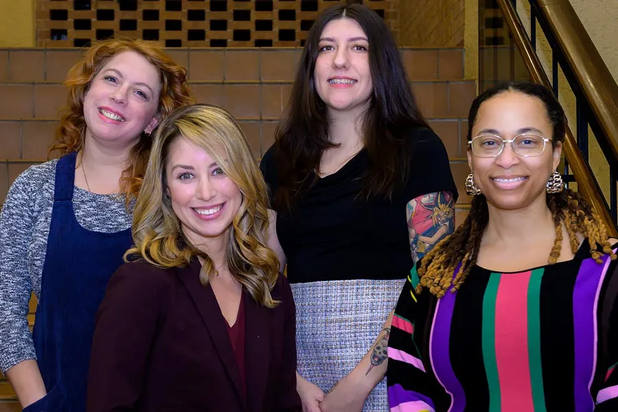 First-Year Composition staff, from left to right: Sierra Mendez, Jackie Hoermann-Elliott, Desireé Thorpe and Jennifer Conner 