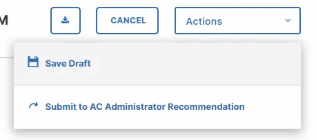 Screenshot showing Submit menu