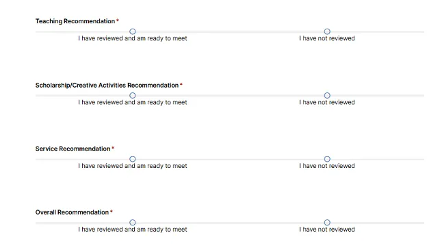 Screenshot showing Recommendations form