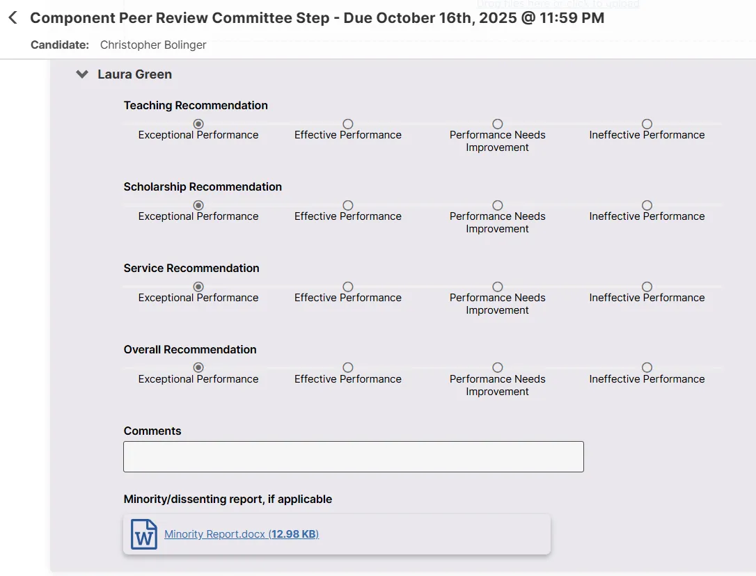 Screenshot showing Committee Step