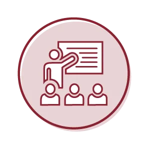 Icon with teacher in front of class