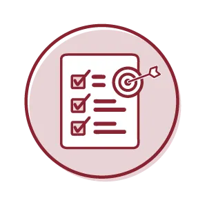  Icon with checklist and target with arrow