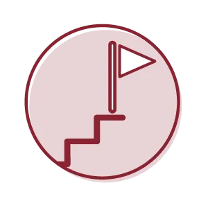Icon of steps and flag at the top