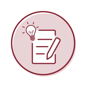 Icon with pencil, paper and lightbulb