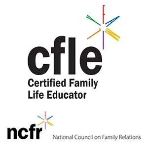 CFLE (Certified Family Life Educator) and NCFR (National Council on Family Relations) logos