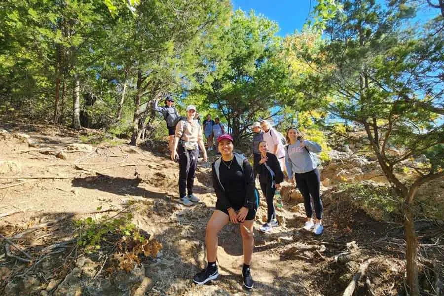 Students hiking at one of Fit and Recs Outdoor Adventures 