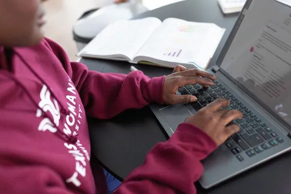 Student using a laptop  
